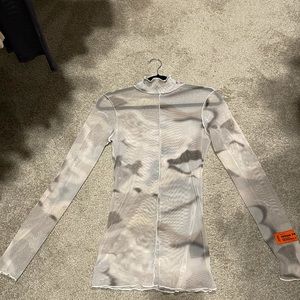 Heron Preston Scalloped tie-dyed turtleneck top